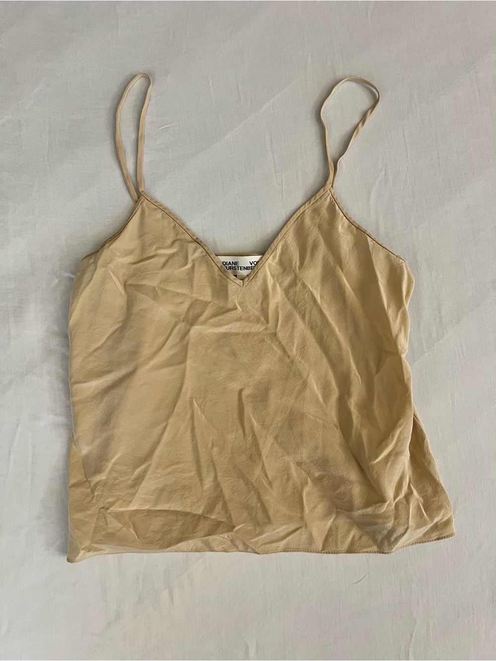 Diane Von Furstenberg Cream Spaghetti Strap V-Neck Tank